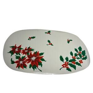 Set of 4 Vintage Vinyl Christmas Placemats Holly Berries & Poinsettias